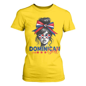Dominican Girl T Shirt For Women Messy Bun Caribbean Dominican Republic DR Flag TS10 Daisy Print Your Wear