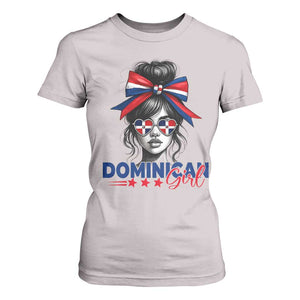 Dominican Girl T Shirt For Women Messy Bun Caribbean Dominican Republic DR Flag TS10 Ice Gray Print Your Wear