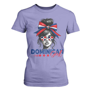 Dominican Girl T Shirt For Women Messy Bun Caribbean Dominican Republic DR Flag TS10 Violet Print Your Wear