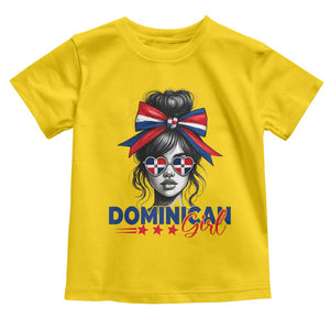 Dominican Girl Toddler T Shirt Messy Bun Caribbean Dominican Republic DR Flag TS10 Daisy Print Your Wear