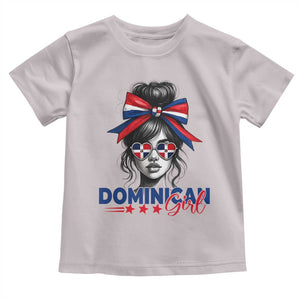 Dominican Girl Toddler T Shirt Messy Bun Caribbean Dominican Republic DR Flag TS10 Ice Gray Print Your Wear