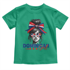 Dominican Girl Toddler T Shirt Messy Bun Caribbean Dominican Republic DR Flag TS10 Irish Green Print Your Wear