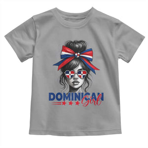Dominican Girl Toddler T Shirt Messy Bun Caribbean Dominican Republic DR Flag TS10 Sport Gray Print Your Wear