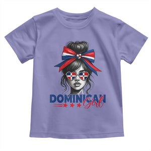 Dominican Girl Toddler T Shirt Messy Bun Caribbean Dominican Republic DR Flag TS10 Violet Print Your Wear