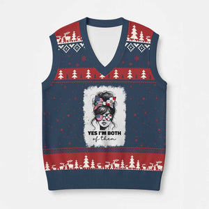 Dominican American Woman V-Neck Knit Sweater Vest Yes Im Both Of Them TS10 Navy Red Print Your Wear