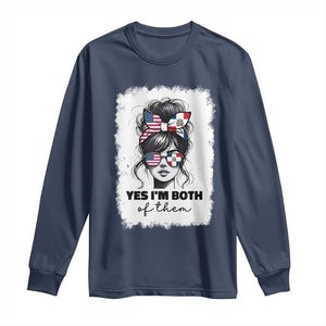 Dominican American Woman Long Sleeve Shirt Yes Im Both Of Them TS10 Navy Print Your Wear