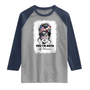 Dominican American Woman Raglan Shirt Yes Im Both Of Them TS10 Sport Gray Navy Print Your Wear