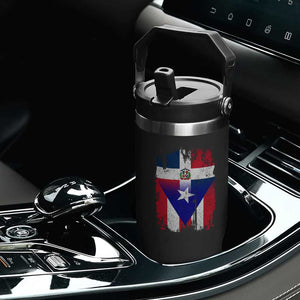 Dominican Puerto Rican Flag Flip Straw Tumbler Mixed Heritage Pride TS10 Print Your Wear