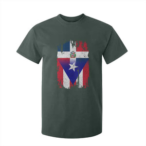 Dominican Puerto Rican Flag T Shirt For Kid Mixed Heritage Pride TS10 Dark Forest Green Print Your Wear