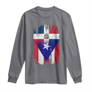 Dominican Puerto Rican Flag Long Sleeve Shirt Mixed Heritage Pride TS10 Charcoal Print Your Wear