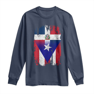 Dominican Puerto Rican Flag Long Sleeve Shirt Mixed Heritage Pride TS10 Navy Print Your Wear