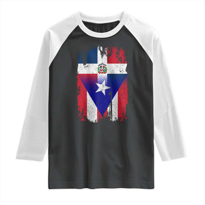 Dominican Puerto Rican Flag Raglan Shirt Mixed Heritage Pride TS10 Black White Print Your Wear