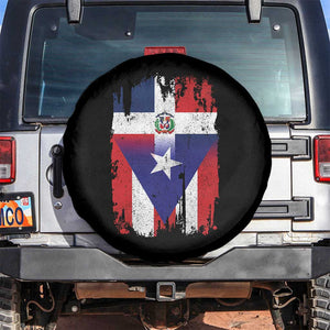 Dominican Puerto Rican Flag Spare Tire Cover Mixed Heritage Pride TS10 No hole Black Print Your Wear