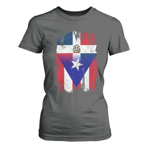 Dominican Puerto Rican Flag T Shirt For Women Mixed Heritage Pride TS10 Dark Heather Print Your Wear