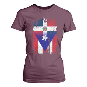 Dominican Puerto Rican Flag T Shirt For Women Mixed Heritage Pride TS10 Maroon Print Your Wear