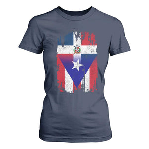 Dominican Puerto Rican Flag T Shirt For Women Mixed Heritage Pride TS10 Navy Print Your Wear