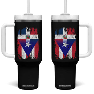 Dominican Puerto Rican Flag Tumbler With Handle Mixed Heritage Pride TS10 One Size: 40 oz Black Print Your Wear