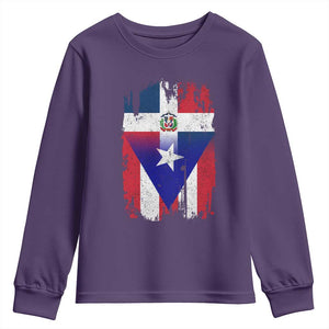 Dominican Puerto Rican Flag Youth Sweatshirt Mixed Heritage Pride TS10 Purple Print Your Wear