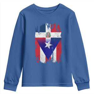 Dominican Puerto Rican Flag Youth Sweatshirt Mixed Heritage Pride TS10 Royal Blue Print Your Wear
