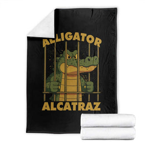 Alligator Alcatraz Florida Everglades Throw Blanket Funny Political Satire Meme TS10 Black Print Your Wear