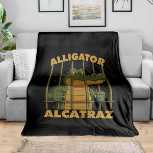 Alligator Alcatraz Florida Everglades Throw Blanket Funny Political Satire Meme TS10 Print Your Wear