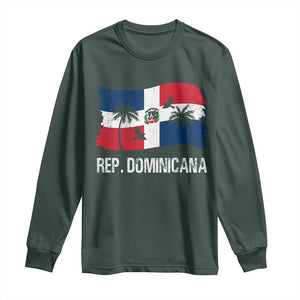 Dominican Republic Flag Long Sleeve Shirt Island Pride Caribbean Heritage TS10 Dark Forest Green Print Your Wear