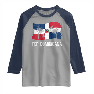 Dominican Republic Flag Raglan Shirt Island Pride Caribbean Heritage TS10 Sport Gray Navy Print Your Wear