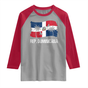 Dominican Republic Flag Raglan Shirt Island Pride Caribbean Heritage TS10 Sport Gray Red Print Your Wear
