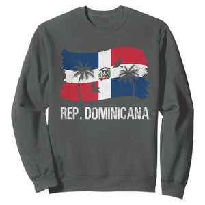 Dominican Republic Flag Sweatshirt Island Pride Caribbean Heritage TS10 Dark Heather Print Your Wear
