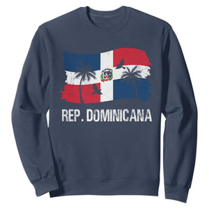 Dominican Republic Flag Sweatshirt Island Pride Caribbean Heritage TS10 Navy Print Your Wear
