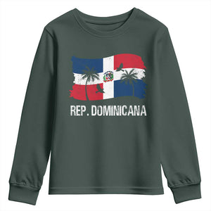 Dominican Republic Flag Youth Sweatshirt Island Pride Caribbean Heritage TS10 Dark Forest Green Print Your Wear
