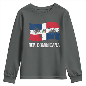 Dominican Republic Flag Youth Sweatshirt Island Pride Caribbean Heritage TS10 Dark Heather Print Your Wear