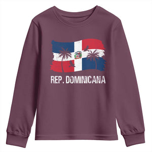 Dominican Republic Flag Youth Sweatshirt Island Pride Caribbean Heritage TS10 Maroon Print Your Wear