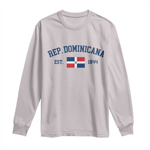Dominican Republic Long Sleeve Shirt Vintage Distressed Varsity Rep Dominicana Flag TS10 Ice Gray Print Your Wear
