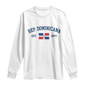 Dominican Republic Long Sleeve Shirt Vintage Distressed Varsity Rep Dominicana Flag TS10 White Print Your Wear