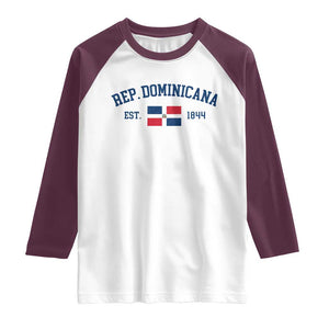 Dominican Republic Raglan Shirt Vintage Distressed Varsity Rep Dominicana Flag TS10 White Maroon Print Your Wear