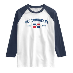 Dominican Republic Raglan Shirt Vintage Distressed Varsity Rep Dominicana Flag TS10 White Navy Print Your Wear