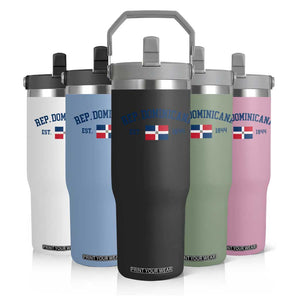 Dominican Republic Flip Straw Tumbler Vintage Distressed Varsity Rep Dominicana Flag TS10 Print Your Wear