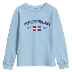 Dominican Republic Youth Sweatshirt Vintage Distressed Varsity Rep Dominicana Flag TS10 Light Blue Print Your Wear