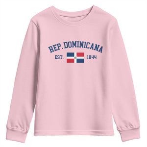 Dominican Republic Youth Sweatshirt Vintage Distressed Varsity Rep Dominicana Flag TS10 Light Pink Print Your Wear