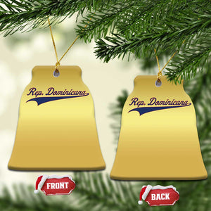 Dominican Republic Christmas Ornament Rep Dominicana Vintage Flag Baseball Script TS10 Bell Flake Gold Print Your Wear