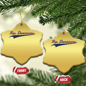 Dominican Republic Christmas Ornament Rep Dominicana Vintage Flag Baseball Script TS10 Snow Flake Gold Print Your Wear