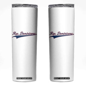 Dominican Republic Skinny Tumbler Rep Dominicana Vintage Flag Baseball Script TS10 White Print Your Wear
