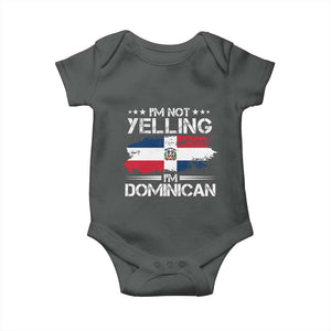 Funny I'm Not Yelling I Am Just Dominican Baby Onesie Vintage DR Flag TS10 Dark Heather Print Your Wear