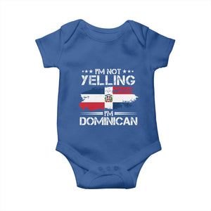 Funny I'm Not Yelling I Am Just Dominican Baby Onesie Vintage DR Flag TS10 Royal Blue Print Your Wear