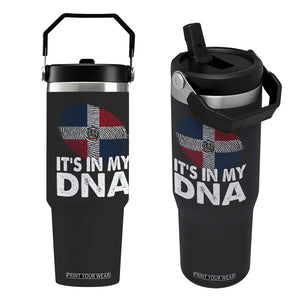 It's in My DNA Dominican Flag Flip Straw Tumbler TS10 One Size: 30 oz Black Print Your Wear