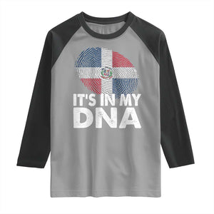 It's in My DNA Dominican Flag Raglan Shirt TS10 Sport Gray Black Print Your Wear