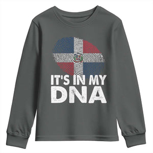 It's in My DNA Dominican Flag Youth Sweatshirt TS10 Dark Heather Print Your Wear