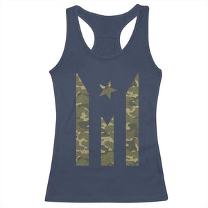 Camo Puerto Rico Flag Racerback Tank Top Hispanic Heritage Month Boricua Rican TS10 Navy Print Your Wear
