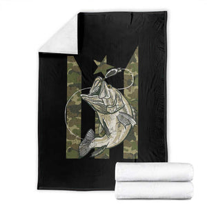 Fishing Puerto Rico Flag Throw Blanket Bass Fish Fisherman Camo Camouflage US Flag TS10 Black Print Your Wear